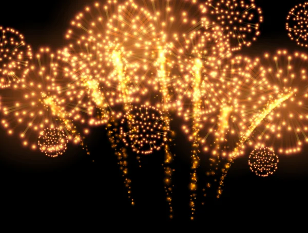 Fondo de fuegos artificiales de oro festivo . — Vector de stock