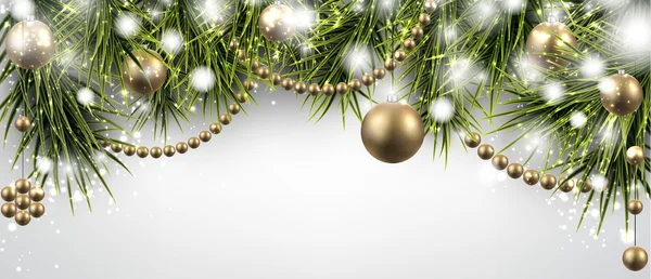 Vánoční banner s smrkové větvičky. — Stockový vektor