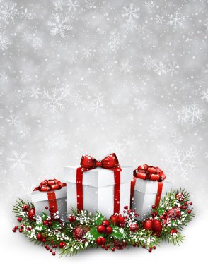 Christmas background with gifts clipart