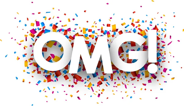 Omg sign with confetti — Stock Vector