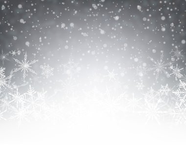 Kar taneleri ile gri kış kartı