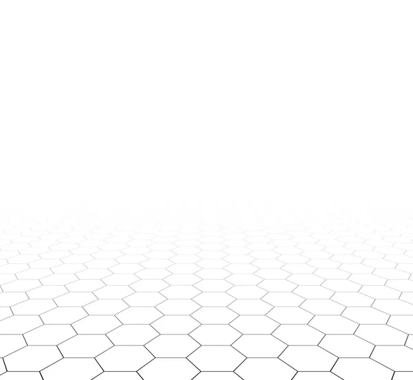 Perspectiva cuadrícula superficie hexagonal . — Vector de stock