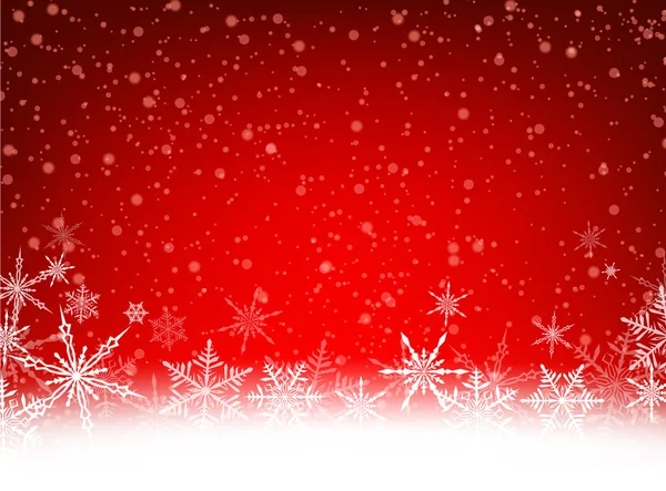Tarjeta roja de invierno con copos de nieve — Vector de stock