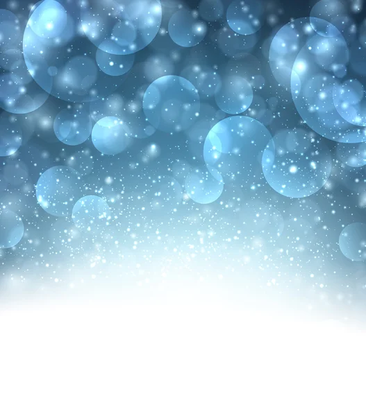 Carte bleue hiver avec neige — Image vectorielle