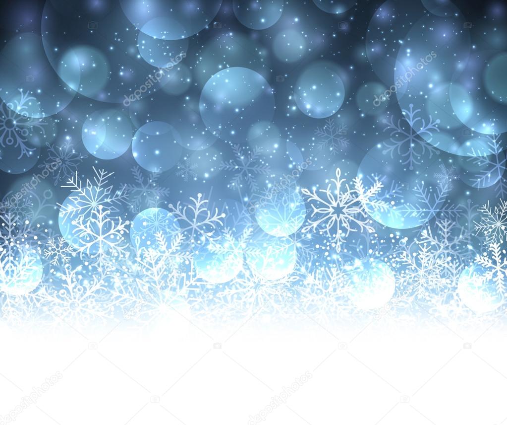 Winter blue card with snowflakes