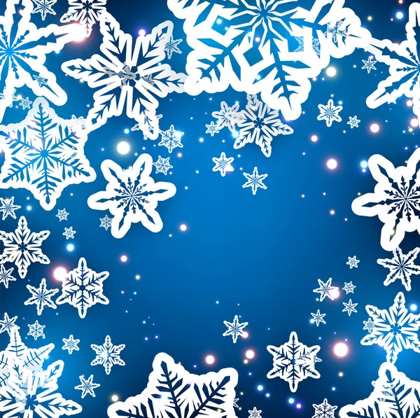 Winter blauw sneeuwvlokken wenskaart — Stockvector