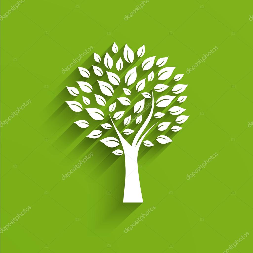 Logo del árbol en verde y blanco vector, gráfico vectorial © deskcube