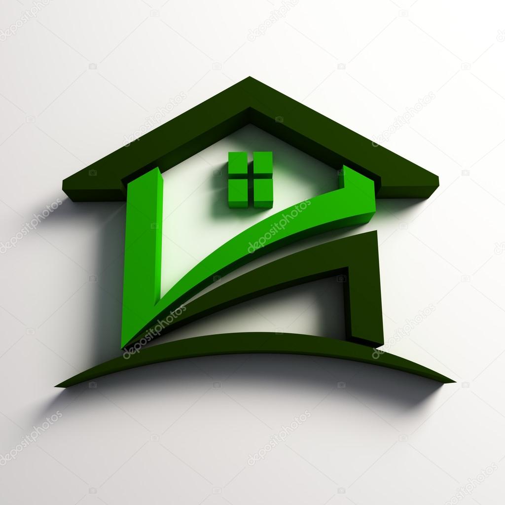 3d Green House Logo Design Stock Photo C Deskcube 74170601