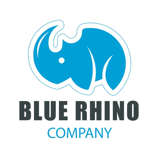 Blaues Schönes Nashorn Logo — Stockvektor