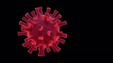 Şeffaf arkaplan üzerinde Coronavirus covid 19 konsept için dönen bir virüsün 3 boyutlu canlandırması.