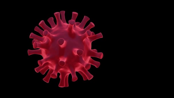 Coronavirus Covid Için Boyutlu Kırmızı Virüs Çizimi Siyah Arkaplan Üzerinde — Stok video