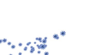 3D virüsü hava yoluyla bulaşan aerosol ya da damlacıklar olarak beyaz zemin üzerinde uçur.