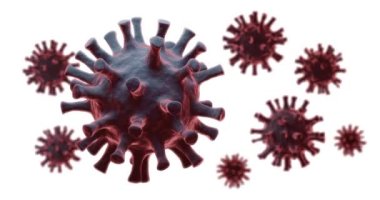 Beyaz zemin üzerinde Coronavirus covid 19 konsept için 3D virüs oluşturma.