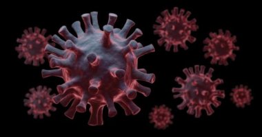 Coronavirus covid için 3 boyutlu virüs oluşturma siyah arkaplan üzerinde 19 kavram.