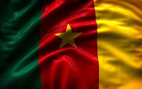 Schöne Fahne Kameruns, die im Wind weht — Stockfoto