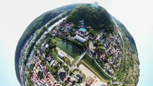 Drohnenvideo Aus Kelheim Mit Sehenswürdigkeiten Der Stadt — Stockvideo