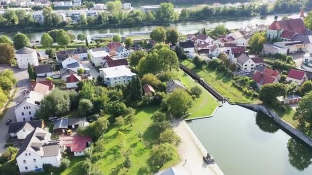 Drohnenvideo Aus Kelheim Mit Sehenswürdigkeiten Der Stadt — Stockvideo