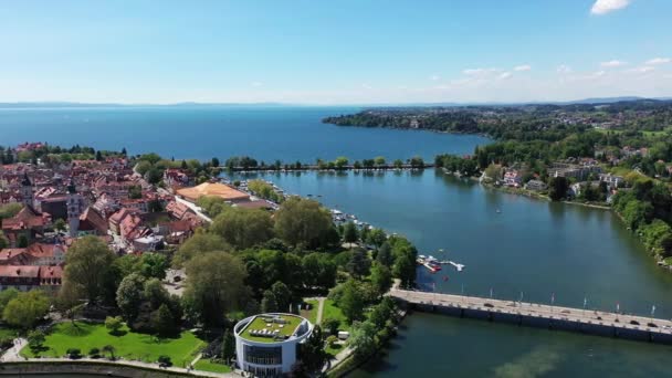 Drone Video Från Lindau Med Sevärdheter — Stockvideo