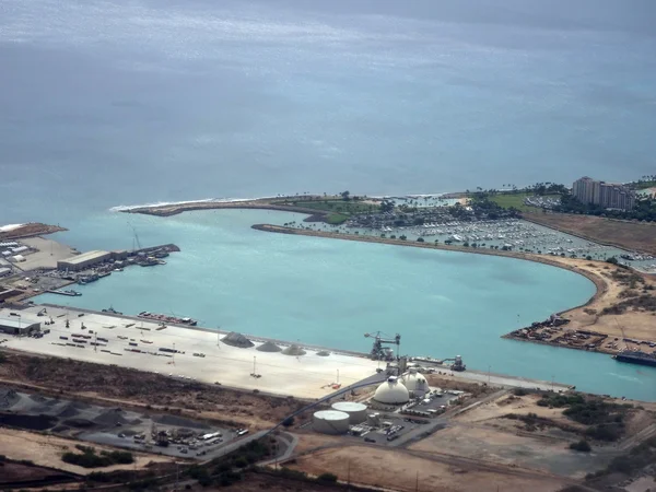 Aerial view of Barbars Point Harbor and Ko Olina Marina — Stock Photo, Image