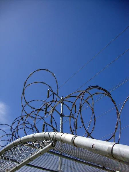 Barb Wire Covers top of Fence covering — Stock Photo, Image