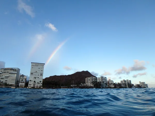 Double Rainbow over Diamondhead Crater — Stock Photo, Image