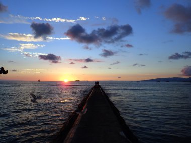 Rock Pier günbatımı için Pasifik Okyanusu üzerinden yol açar