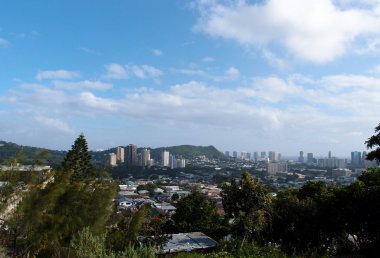 Punchbowl krater ve Honolulu Cityscape