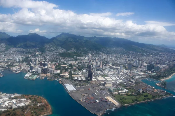 Honolulu November 2014 Luftaufnahme Der Stadt Honolulu Mit Hafen Innenstadt — Stockfoto