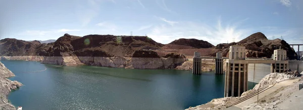 Vista Panorámica Presa Hoover Las Torres Agua Lago Mead Julio — Foto de Stock