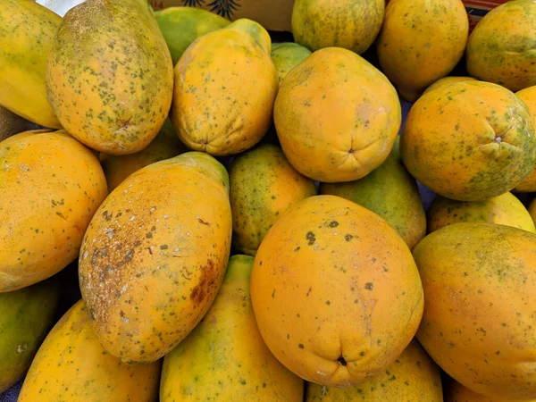 Primer Plano Las Papayas Hawaianas Mercado Agricultores Hanalei Kauai Hawai — Foto de Stock