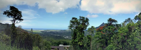 Panoramic View Kailua Oahu Windward Side Pali Lookout — Zdjęcie stockowe