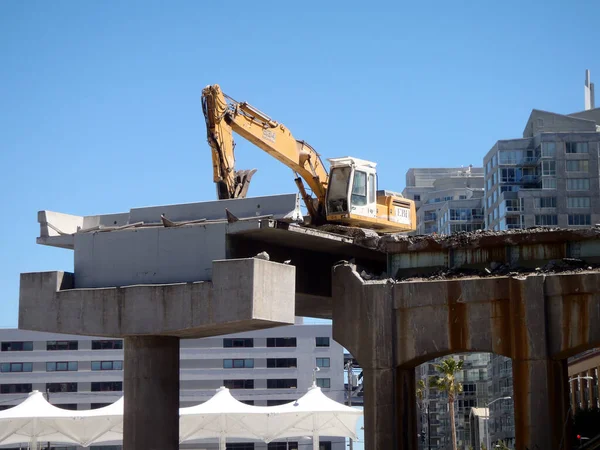 San Francisco Augusti 2010 Förhöjd Highway Bridge Transbay Terminal Rivs — Stockfoto