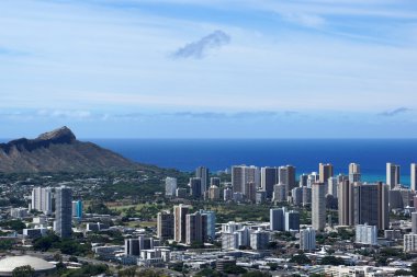 DiamondHead ve şehir, honolulu oahu üzerinde güzel bir gün