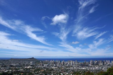 Diamondhead and the city of Honolulu on Oahu on a nice day clipart