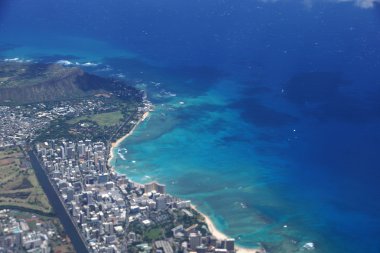 diamondhead, kapiolani park, waikiki, havadan görünümü ala wai olabilir