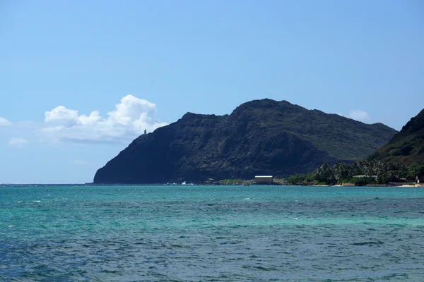 Waimanalo bay, προβλήτα και makapuu σημείο με makapu'u Φάρος — Φωτογραφία Αρχείου