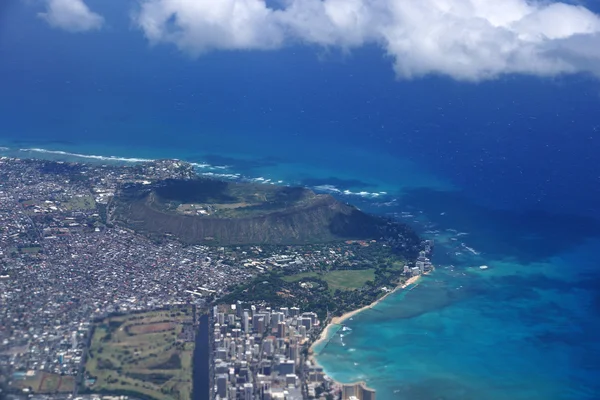 Aerial view of Diamondhead, Kapiolani Park, Waikiki, Ala Wai Can — Stock Photo, Image