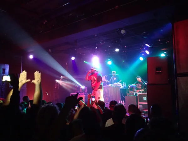 Ghostface Killah of Wu Tang clan raps on stage as crowd to wave — Stock Photo, Image