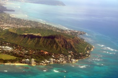 Diamond Head krater, Kapiolani park, siyah nokta havadan görünümü
