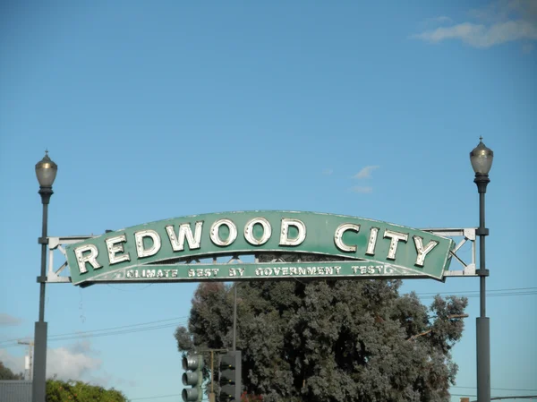 Redwood City - klimat najlepiej przez rząd Test - Neonowa ulica sig — Zdjęcie stockowe
