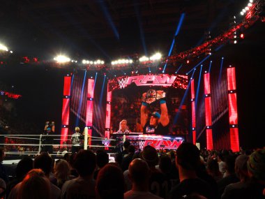 WWE Superstar John Cena holds USA Championship title in the air