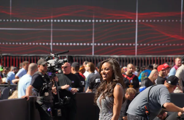 Ring announcer Brandi Reed, Eden Stiles, smiles ring side during — Zdjęcie stockowe