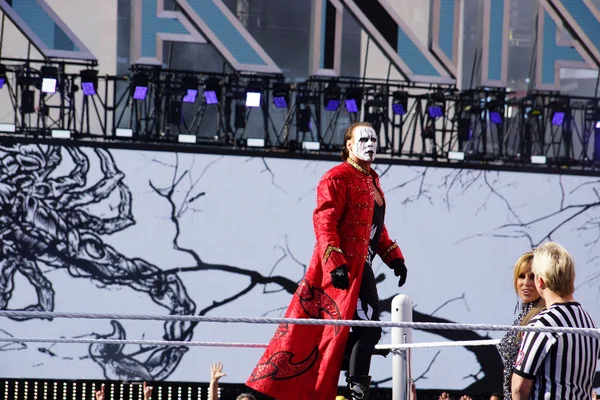 WWE wrestler Sting Stands on top of turnbuckle before match — Stok fotoğraf