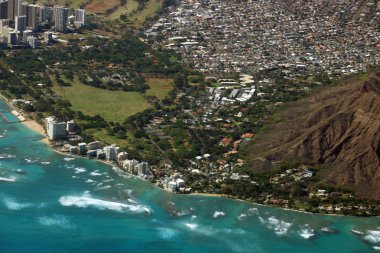 Diamondhead, Kapiolani Park, Waikiki, kabuk, Kapa havadan görünümü