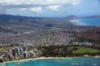 diamondhead, kapiolani park, waikiki, havadan görünümü ala wai olabilir