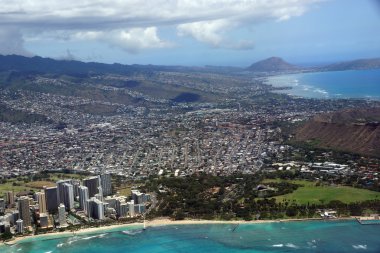 Aerial view of Diamondhead, Kapiolani Park, Waikiki, Ala Wai Can clipart