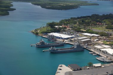 Navy Boats docked in Pearl Harbor clipart