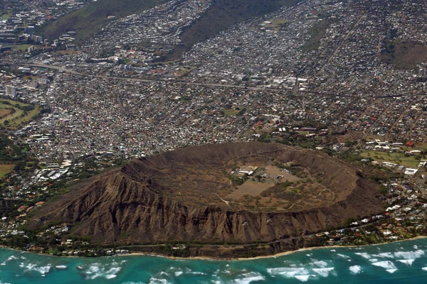 Vista aérea de Diamondhead, Kapahulu, Kahala, Océano Pacífico — Foto de Stock