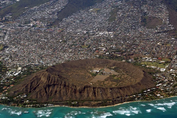 Vista aerea di Diamondhead, Kapiolani Park, Waikiki, Ala Wai Can — Foto Stock