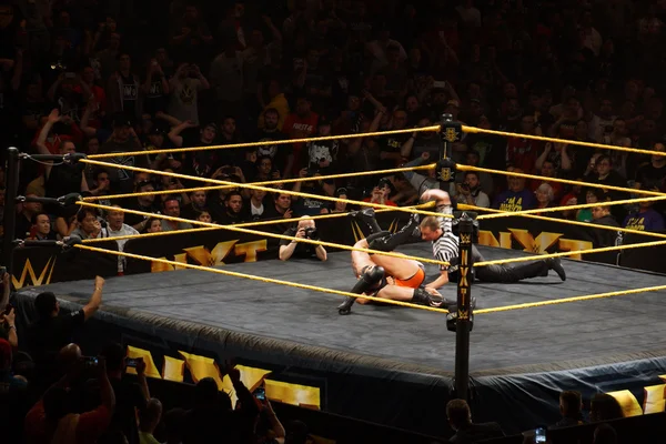 NXT male wrestler Finn Balor pins Adrian Neville for the three c — Stock Photo, Image